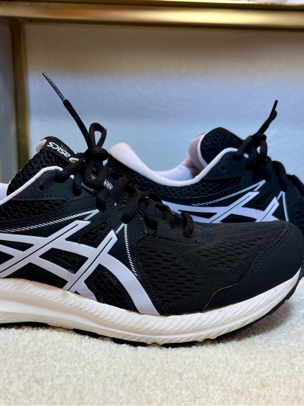 Asics Black and White Athletic Sneakers with Subtle Gray Lining